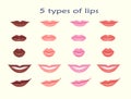 Lips collection illustration of sexy woman`s